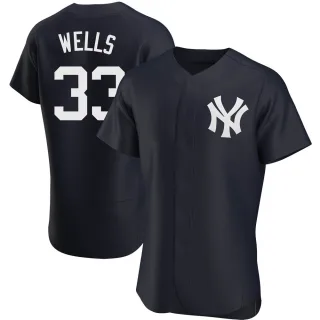 Men's Authentic Navy David Wells New York Yankees Alternate Jersey