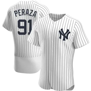 Men's Authentic White Oswald Peraza New York Yankees Home Jersey