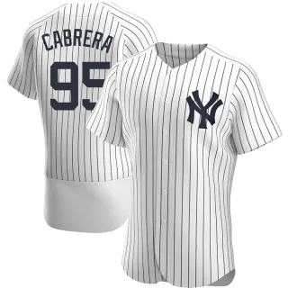 Men's Authentic White Oswaldo Cabrera New York Yankees Home Jersey