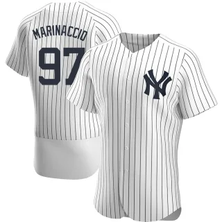 Men's Authentic White Ron Marinaccio New York Yankees Home Jersey