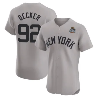 Men's Elite Gray Brandon Decker New York Yankees Road 2024 World Series Jersey
