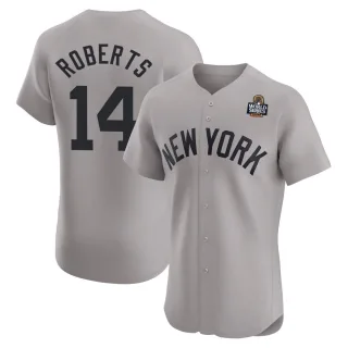 Men's Elite Gray Brian Roberts New York Yankees Road 2024 World Series Jersey
