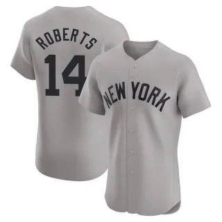 Men's Elite Gray Brian Roberts New York Yankees Road Jersey