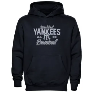 Men's Navy Blue New York Yankees Script Baseball Pullover Hoodie -