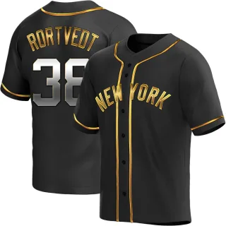 Men's Replica Black Golden Ben Rortvedt New York Yankees Alternate Jersey