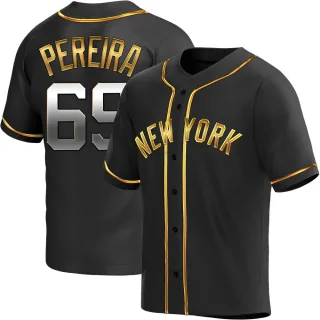 Men's Replica Black Golden Everson Pereira New York Yankees Alternate Jersey