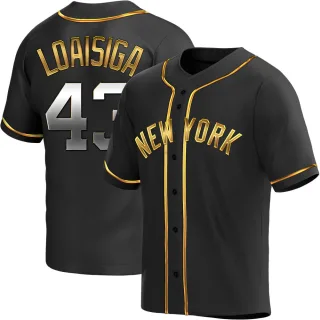 Men's Replica Black Golden Jonathan Loaisiga New York Yankees Alternate Jersey