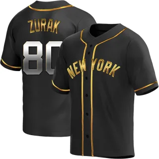 Men's Replica Black Golden Kyle Zurak New York Yankees Alternate Jersey