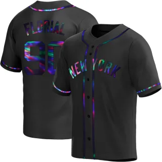 Men's Replica Black Holographic Estevan Florial New York Yankees Alternate Jersey