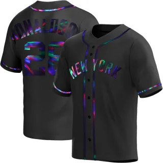 Men's Replica Black Holographic Josh Donaldson New York Yankees Alternate Jersey