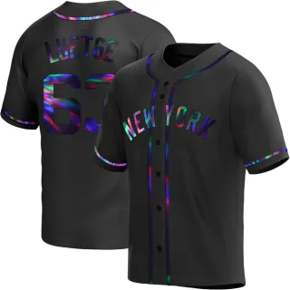 Men's Replica Black Holographic Lucas Luetge New York Yankees Alternate Jersey