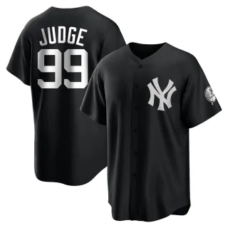 Men's Replica Black/White Aaron Judge New York Yankees Jersey