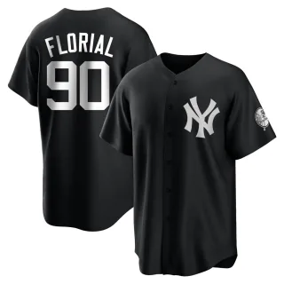 Men's Replica Black/White Estevan Florial New York Yankees Jersey