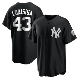 Men's Replica Black/White Jonathan Loaisiga New York Yankees Jersey