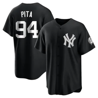 Men's Replica Black/White Matthew James Pita New York Yankees Jersey