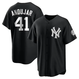 Men's Replica Black/White Miguel Andujar New York Yankees Jersey