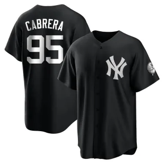 Men's Replica Black/White Oswaldo Cabrera New York Yankees Jersey