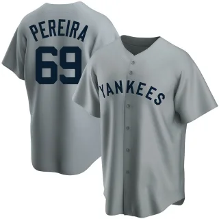 Men's Replica Gray Everson Pereira New York Yankees Road Cooperstown Collection Jersey