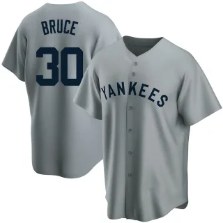 Men's Replica Gray Jay Bruce New York Yankees Road Cooperstown Collection Jersey