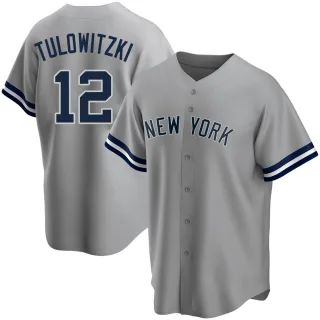 Men's Replica Gray Troy Tulowitzki New York Yankees Road Name Jersey