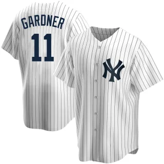 Men's Replica White Brett Gardner New York Yankees Home Jersey