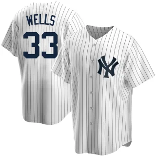 Men's Replica White David Wells New York Yankees Home Jersey