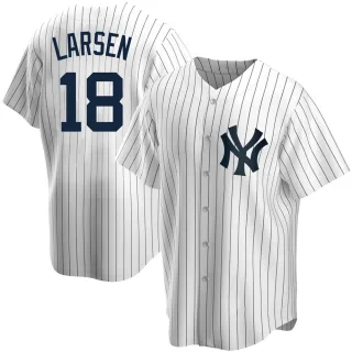 Men's Replica White Don Larsen New York Yankees Home Jersey