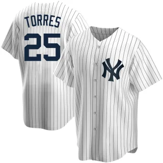 Men's Replica White Gleyber Torres New York Yankees Home Jersey