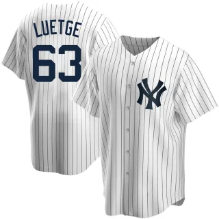 Men's Replica White Lucas Luetge New York Yankees Home Jersey