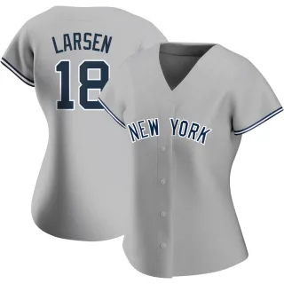 Women's Authentic Gray Don Larsen New York Yankees Road Name Jersey