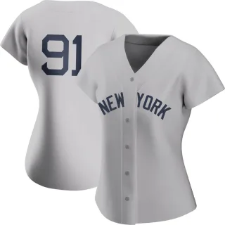 Women's Authentic Gray Oswald Peraza New York Yankees 2021 Field of Dreams Jersey