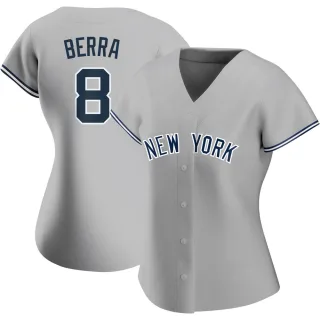 Women's Authentic Gray Yogi Berra New York Yankees Road Name Jersey