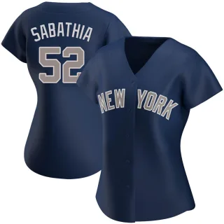Women's Authentic Navy CC Sabathia New York Yankees Alternate Jersey