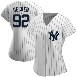 Women's Authentic White Brandon Decker New York Yankees Home Name Jersey