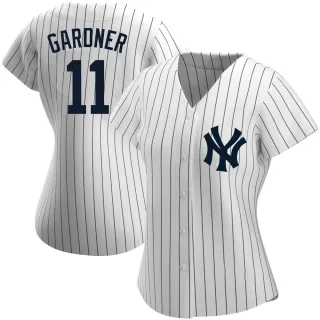 Women's Authentic White Brett Gardner New York Yankees Home Name Jersey