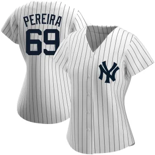 Women's Authentic White Everson Pereira New York Yankees Home Name Jersey