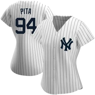Women's Authentic White Matthew James Pita New York Yankees Home Name Jersey