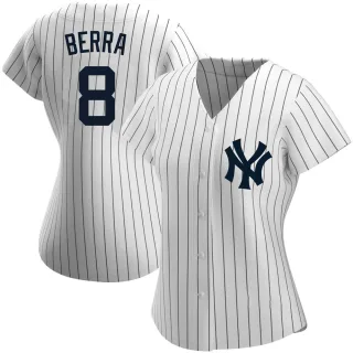 Women's Authentic White Yogi Berra New York Yankees Home Name Jersey