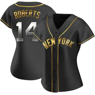 Women's Replica Black Golden Brian Roberts New York Yankees Alternate Jersey