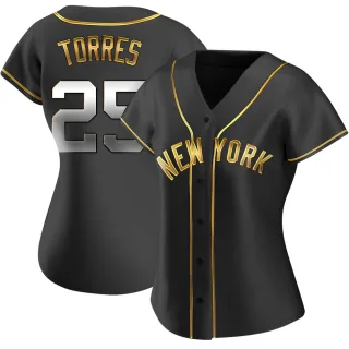 Women's Replica Black Golden Gleyber Torres New York Yankees Alternate Jersey