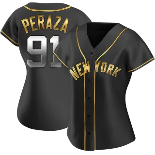 Women's Replica Black Golden Oswald Peraza New York Yankees Alternate Jersey