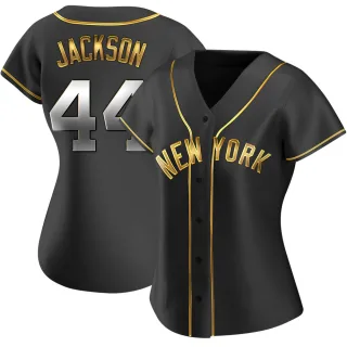 Women's Replica Black Golden Reggie Jackson New York Yankees Alternate Jersey