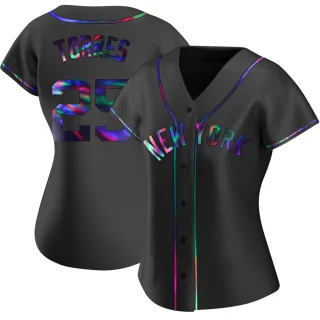 Women's Replica Black Holographic Gleyber Torres New York Yankees Alternate Jersey
