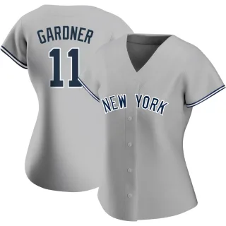 Women's Replica Gray Brett Gardner New York Yankees Road Name Jersey