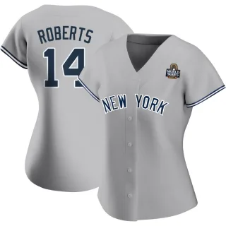 Women's Replica Gray Brian Roberts New York Yankees Road Name 2024 World Series Jersey