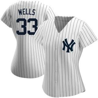Women's Replica White David Wells New York Yankees Home Name Jersey