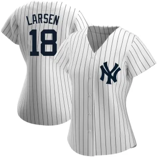Women's Replica White Don Larsen New York Yankees Home Name Jersey
