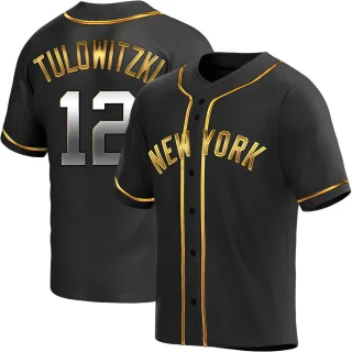 Youth Replica Black Golden Troy Tulowitzki New York Yankees Alternate Jersey