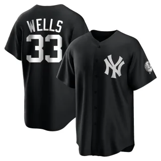 Youth Replica Black/White David Wells New York Yankees Jersey