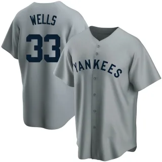 Youth Replica Gray David Wells New York Yankees Road Cooperstown Collection Jersey